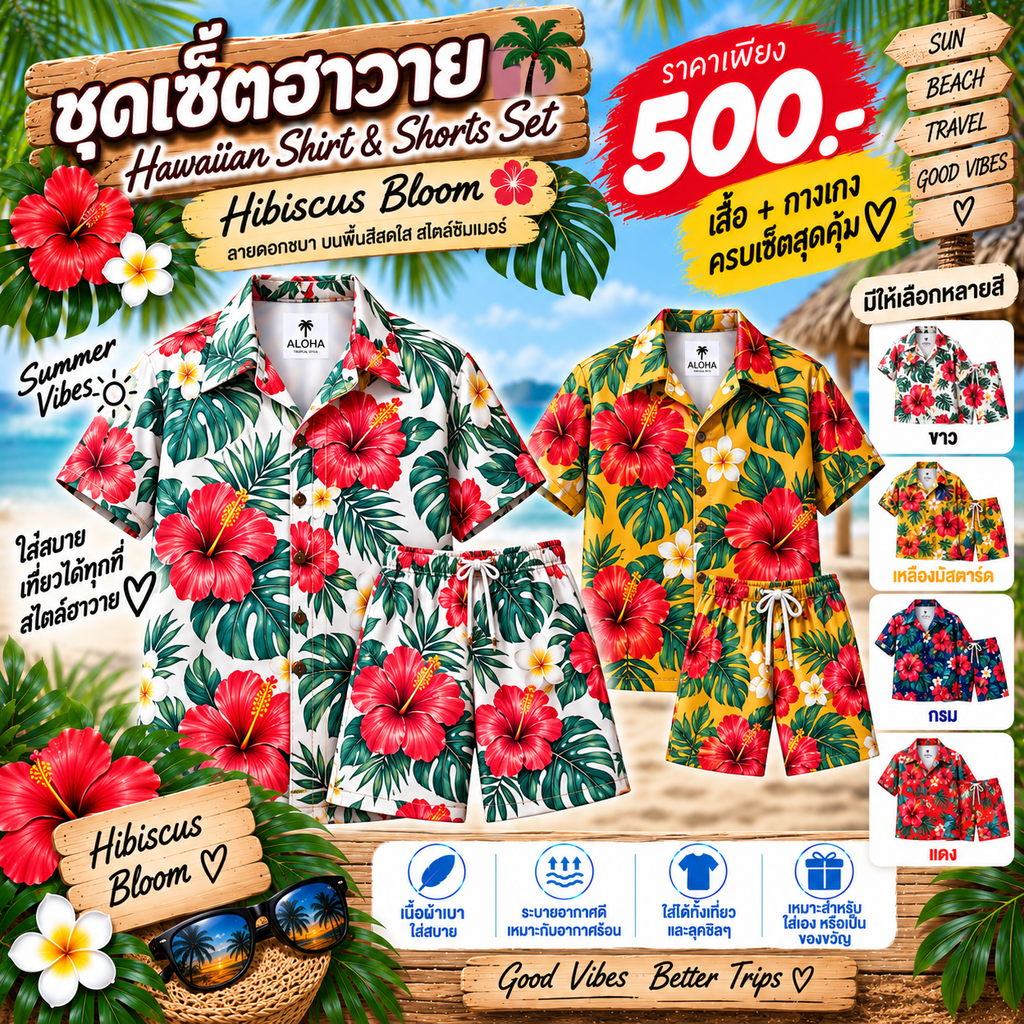 ชุดเซ็ตฮาวาย Hibiscus Bloom